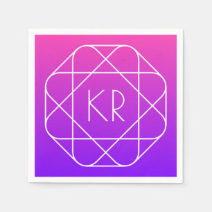 Cool Geometric Monogram Magenta Purple Violet Napkin