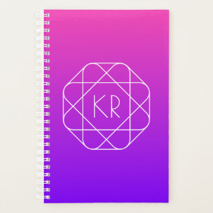 Cool Geometric Monogram   Magenta Purple Violet Planner