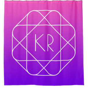 Cool Geometric Monogram   Magenta Purple Violet Shower Curtain