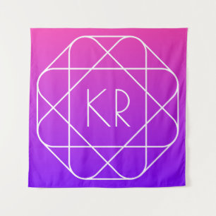 Cool Geometric Monogram   Magenta Purple Violet Tapestry