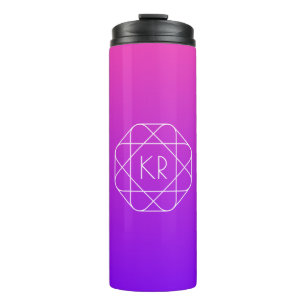 Cool Geometric Monogram Magenta Purple Violet Thermal Tumbler