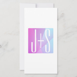 Cool Geometric Pink & Purple   Couples Initials