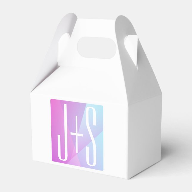 Cool Geometric Pink & Purple | Couples Initials Favour Box (Front Side)