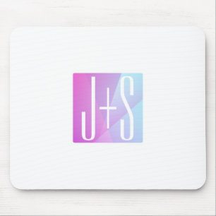 Cool Geometric Pink & Purple   Couples Initials Mouse Mat