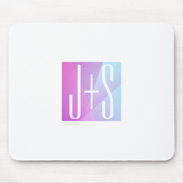 Cool Geometric Pink & Purple | Couples Initials Mouse Mat (Front)