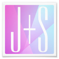 Cool Geometric Pink & Purple | Couples Initials