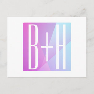 Cool Geometric Pink & Purple   Couples Initials Postcard