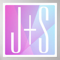 Cool Geometric Pink & Purple | Couples Initials