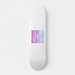 Cool Geometric Pink & Purple   Couples Initials Skateboard