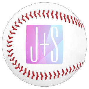 Cool Geometric Pink & Purple   Couples Initials Softball