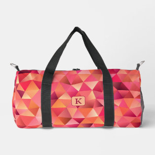 Cool Geometric Red Orange Pink Monogram Duffle Bag