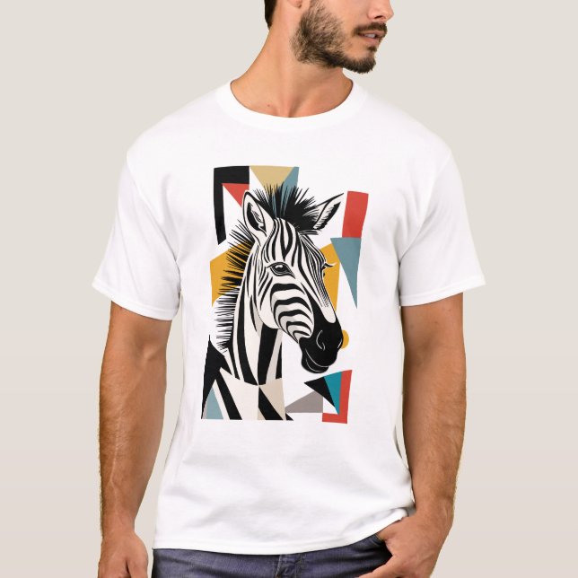 Cool Geometric Zebra African Wildlife T-Shirt (Front)