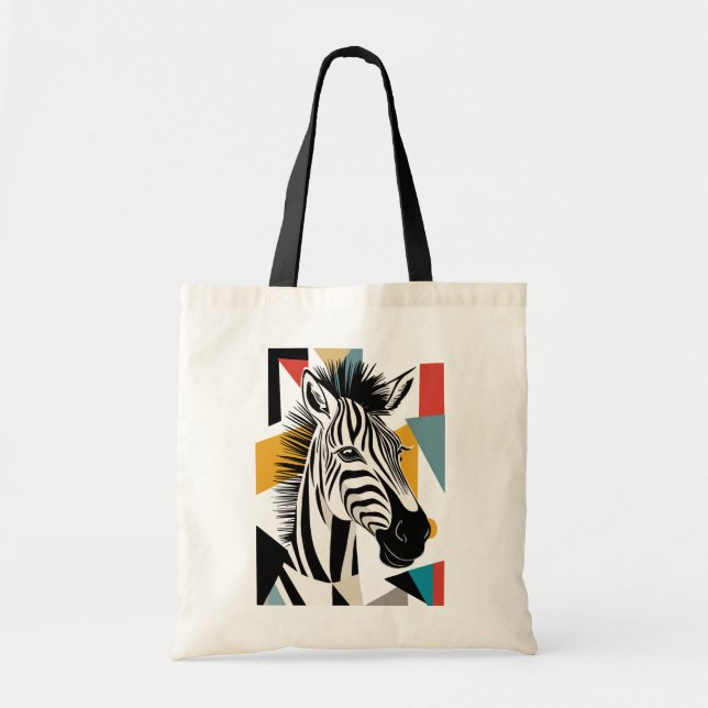 Cool Geometric Zebra African Wildlife Tote Bag (Front)