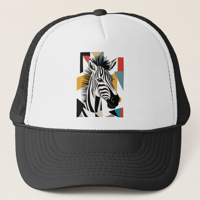 Cool Geometric Zebra African Wildlife Trucker Hat (Front)