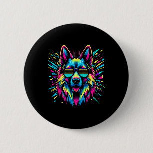 Cool German Shepherd Dog Abstract Art Style Christ 6 Cm Round Badge