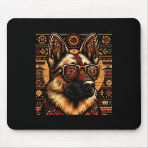 Cool German Shepherd Dog Ethnic Art Style Christma Mouse Mat