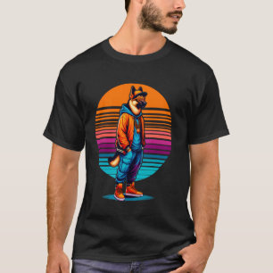 Cool German Shepherd Dog Modern Urban Style Sunset T-Shirt