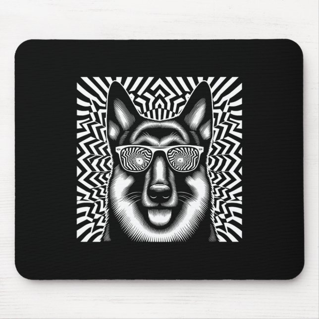 Cool German Shepherd Dog Op Art Style Christmas 1  Mouse Mat (Front)