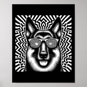 Cool German Shepherd Dog Op Art Style Christmas 1 Poster