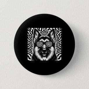 Cool German Shepherd Dog Op Art Style Christmas 6 Cm Round Badge
