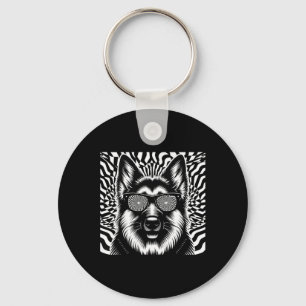 Cool German Shepherd Dog Op Art Style Christmas Key Ring