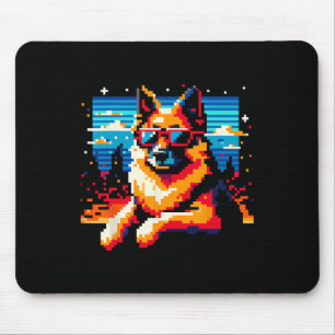 Cool German Shepherd Dog Pixel Art Style Christmas Mouse Mat