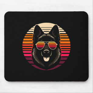 Cool German Shepherd Dog Retro Sunset Art Style Ch Mouse Mat