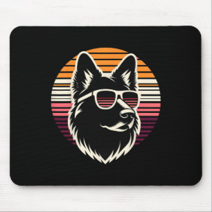 Cool German Shepherd Dog Retro Sunset Art Style Ch Mouse Mat