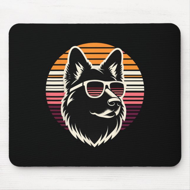 Cool German Shepherd Dog Retro Sunset Art Style Ch Mouse Mat (Front)