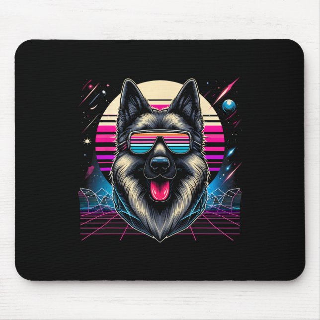 Cool German Shepherd Dog Retrofuturism Art Style C Mouse Mat (Front)
