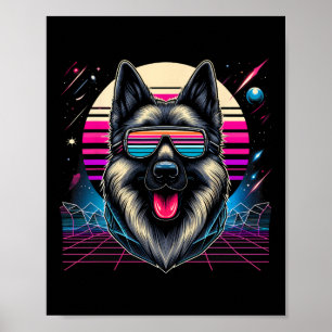 Cool German Shepherd Dog Retrofuturism Art Style C Poster