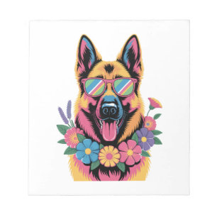 Cool German Shepherd in Neon Shades Notepad