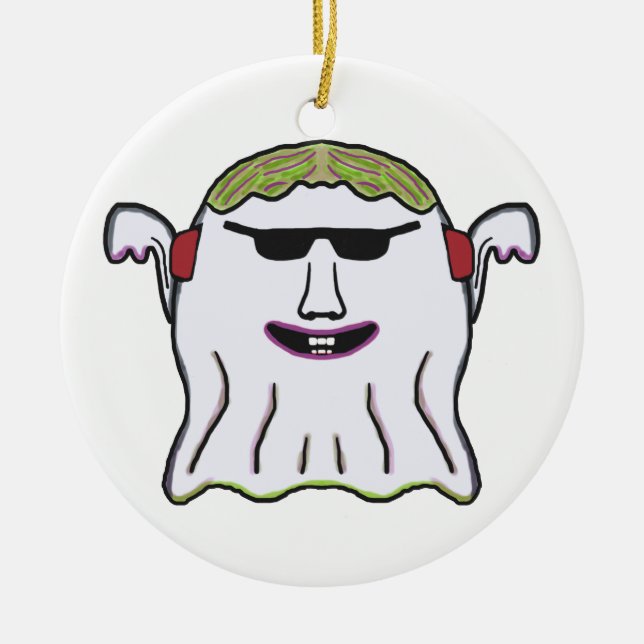 Cool Ghost Ceramic Tree Decoration (Front)