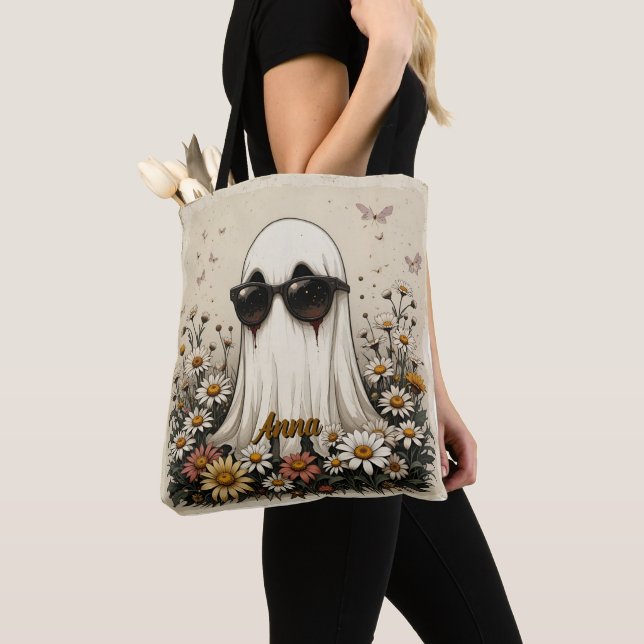 Cool Ghost Halloween Tote (Close Up)