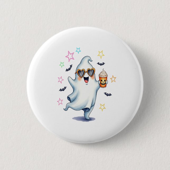 Cool Ghost Halloween Vibes 6 Cm Round Badge (Front)