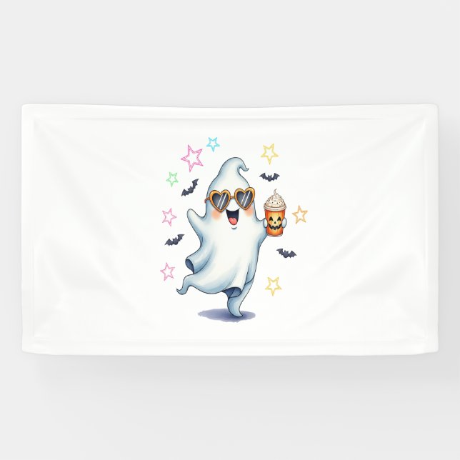 Cool Ghost Halloween Vibes Banner (Horizontal)