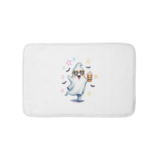 Cool Ghost Halloween Vibes Bath Mat (Front)