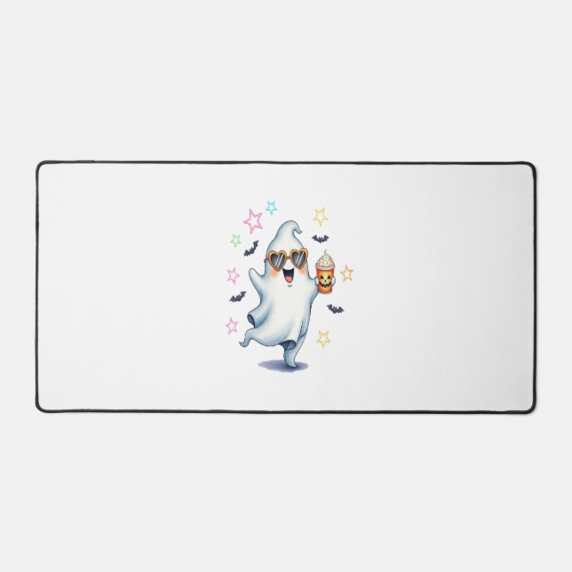 Cool Ghost Halloween Vibes Desk Mat (Front)