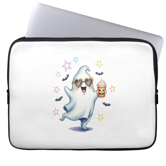 Cool Ghost Halloween Vibes Laptop Sleeve (Front)