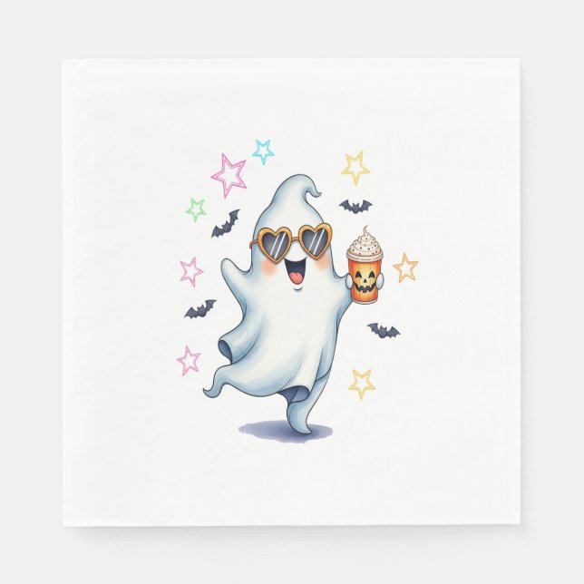Cool Ghost Halloween Vibes Napkin (Front)