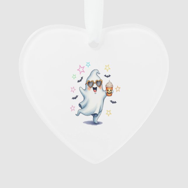 Cool Ghost Halloween Vibes Ornament (Front)