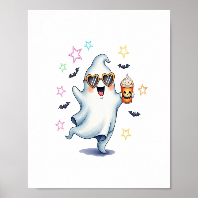 Cool Ghost Halloween Vibes Poster (Front)