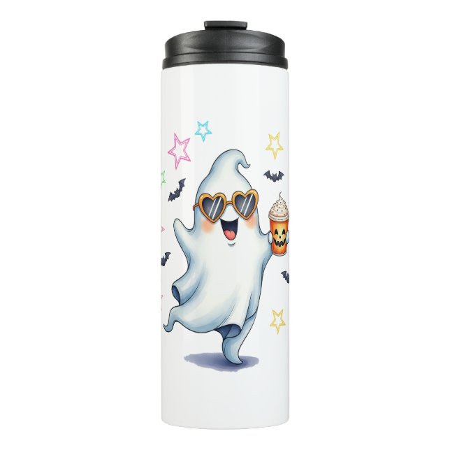 Cool Ghost Halloween Vibes Thermal Tumbler (Front)