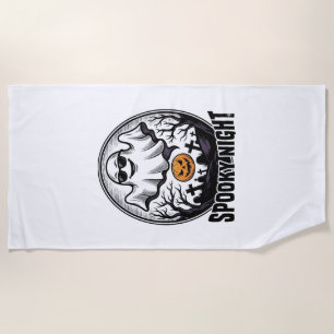 Cool Ghost Halloween Vintage Engraving Tee Art_1 Beach Towel