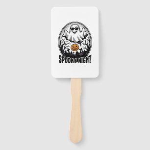 Cool Ghost Halloween Vintage Engraving Tee Art_1 Hand Fan