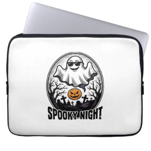 Cool Ghost Halloween Vintage Engraving Tee Art_1 Laptop Sleeve