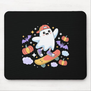 Cool Ghost Skateboarder Halloween Design With Pump Mouse Mat