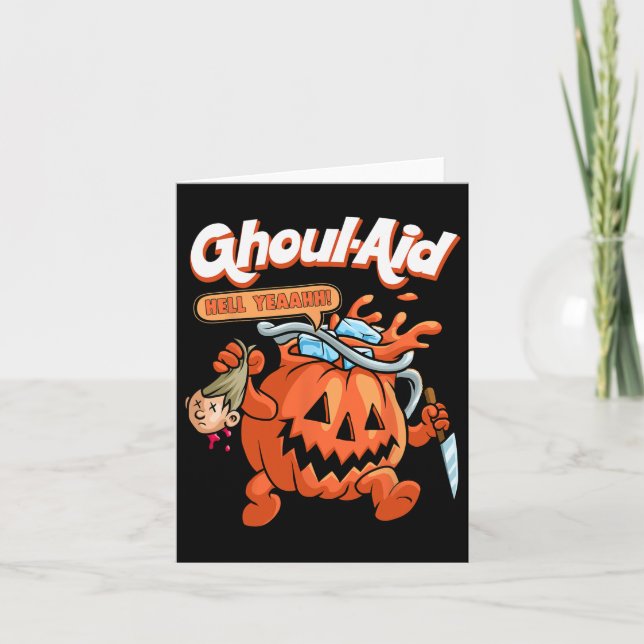 Cool Ghoul Aid Funny Ghoul Pumpkin Cute Meme Hallo Card (Front)