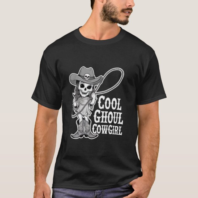 Cool Ghoul Cowgirl Halloween Ghost Western Cowgirl T-Shirt (Front)