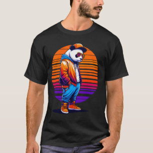 Cool Giant Panda Modern Urban Style Sunset Retro A T-Shirt